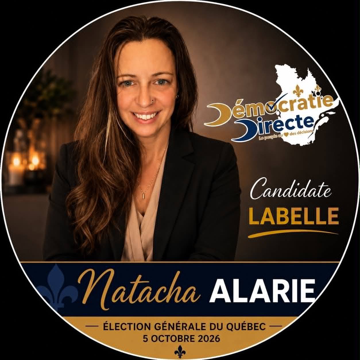 Natacha Alarie, candidate de Démocratie Directe dans la circonscription de Labelle, élection générale du Québec du 5 octobre 2026.